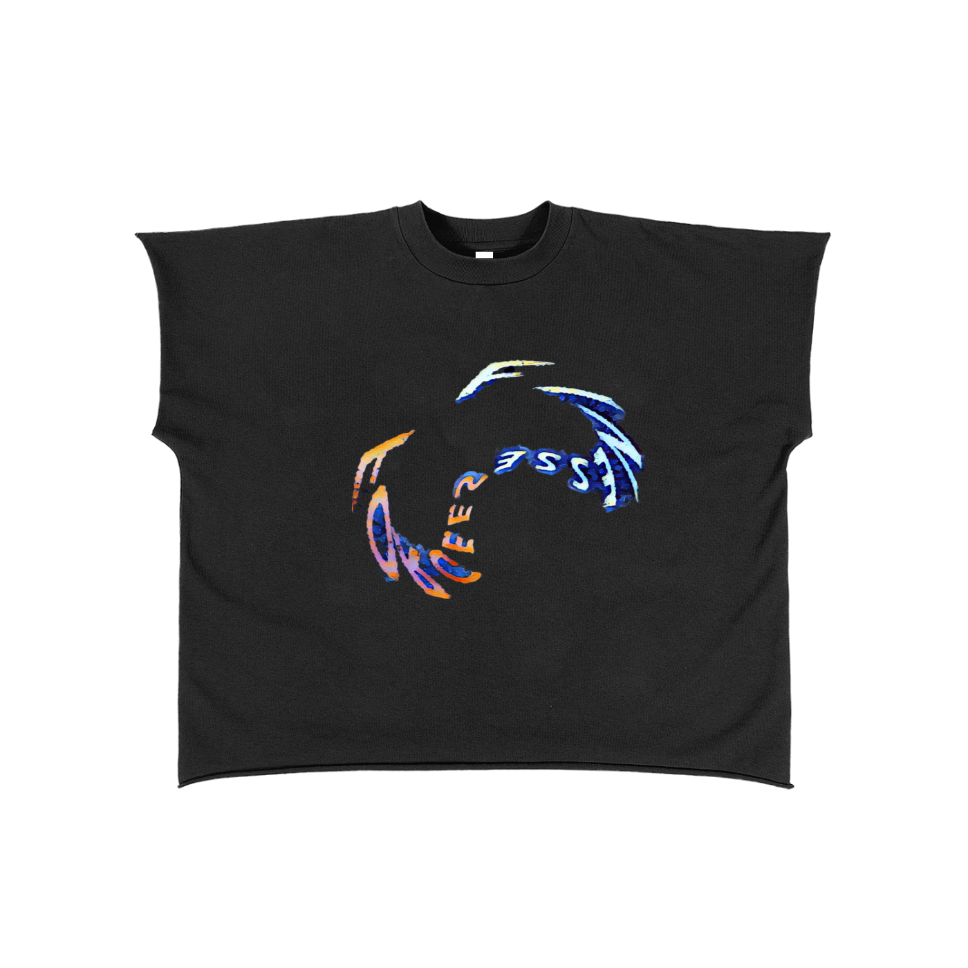 Raw Edge Boxy Non-Shrink T-Shirt (Wavy Double F logo)